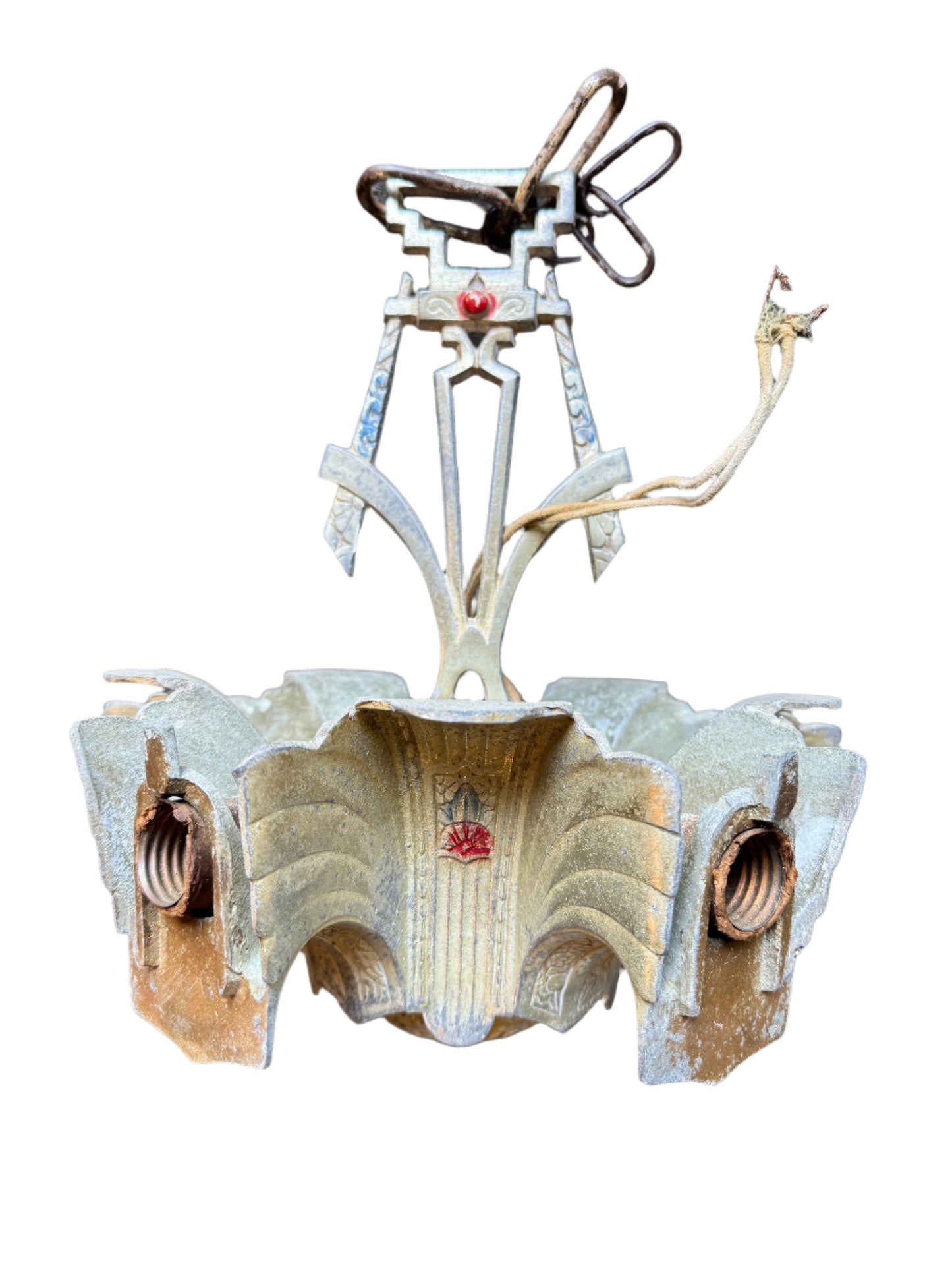 Vintage 1930's 5 Light Art Deco Chandelier In Need of Repair