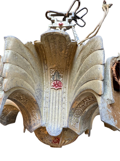 Vintage 1930's 5 Light Art Deco Chandelier In Need of Repair