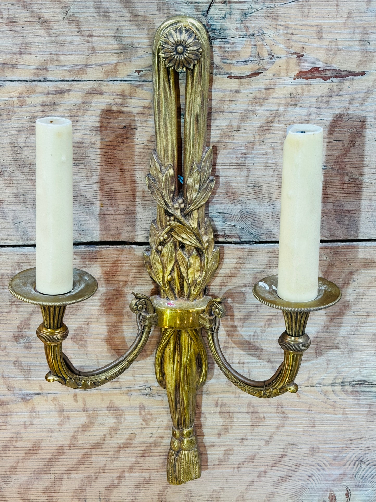 Pair of Gilt Bronze Sconces - Ribbon &  Tassel