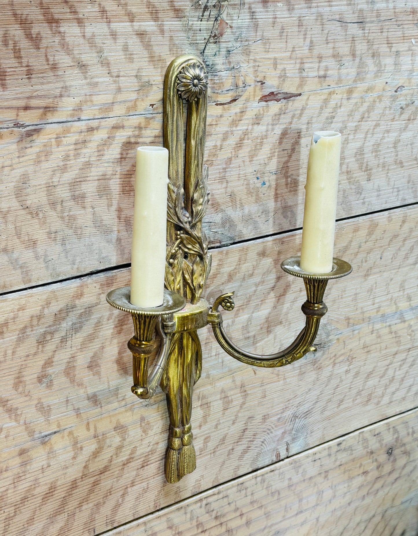 Pair of Gilt Bronze Sconces - Ribbon &  Tassel