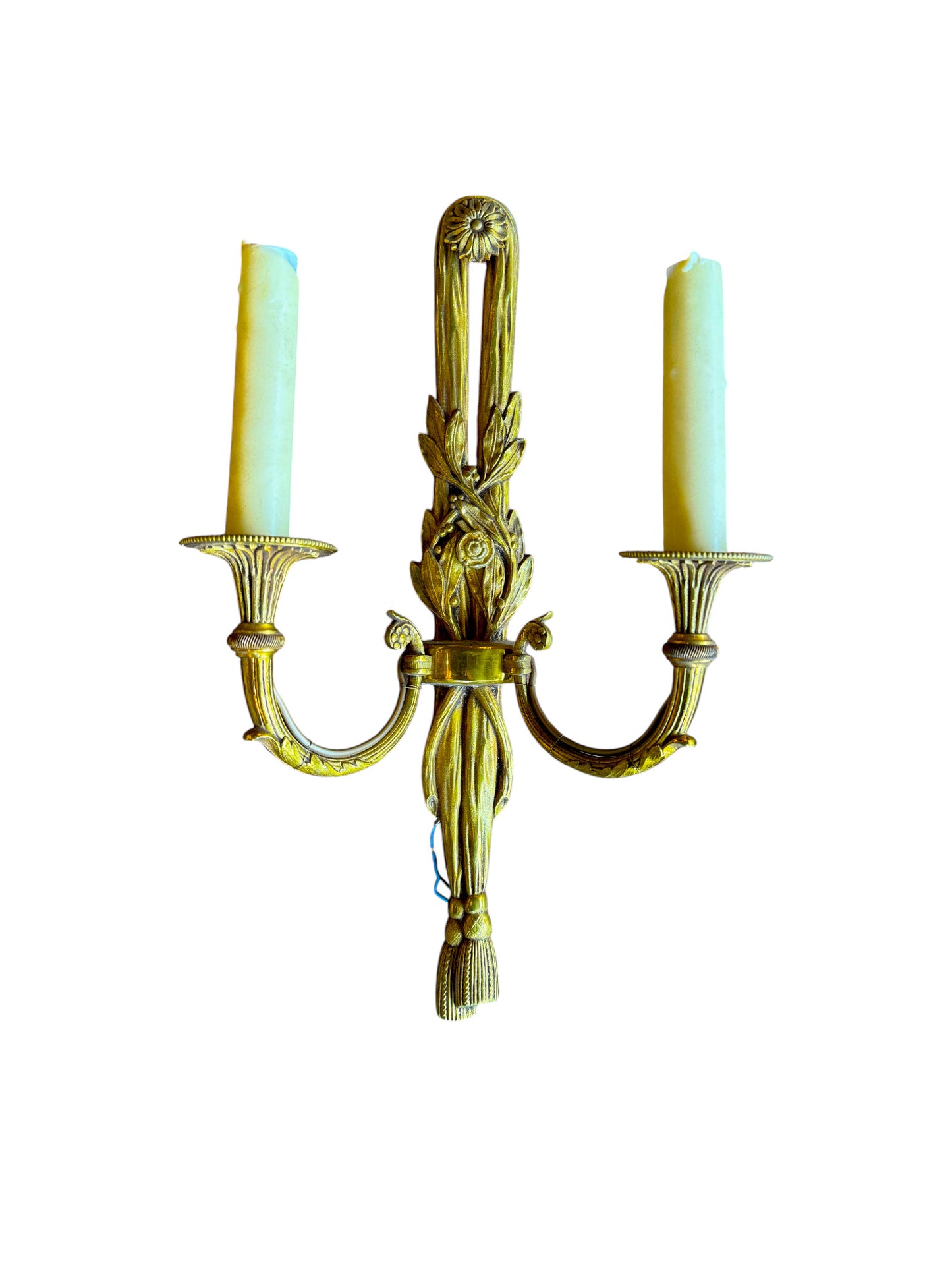 Pair of Gilt Bronze Sconces - Ribbon &  Tassel