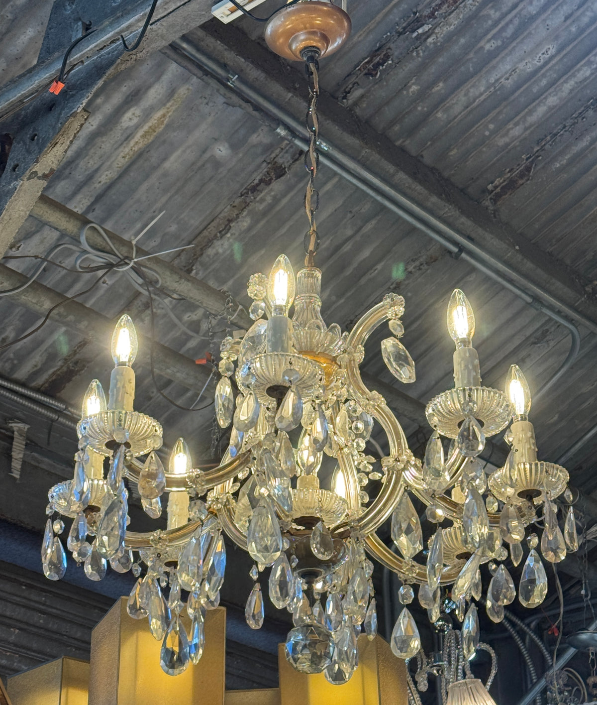 Vintage Art Nouveau Maria Theresa Crystal Chandelier