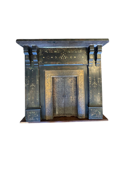 Vintage Hand Painted Cast Iron Fireplace Surround