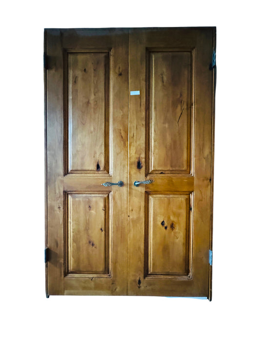 Rustic Solid Wood Double Closet Doors In Jamb